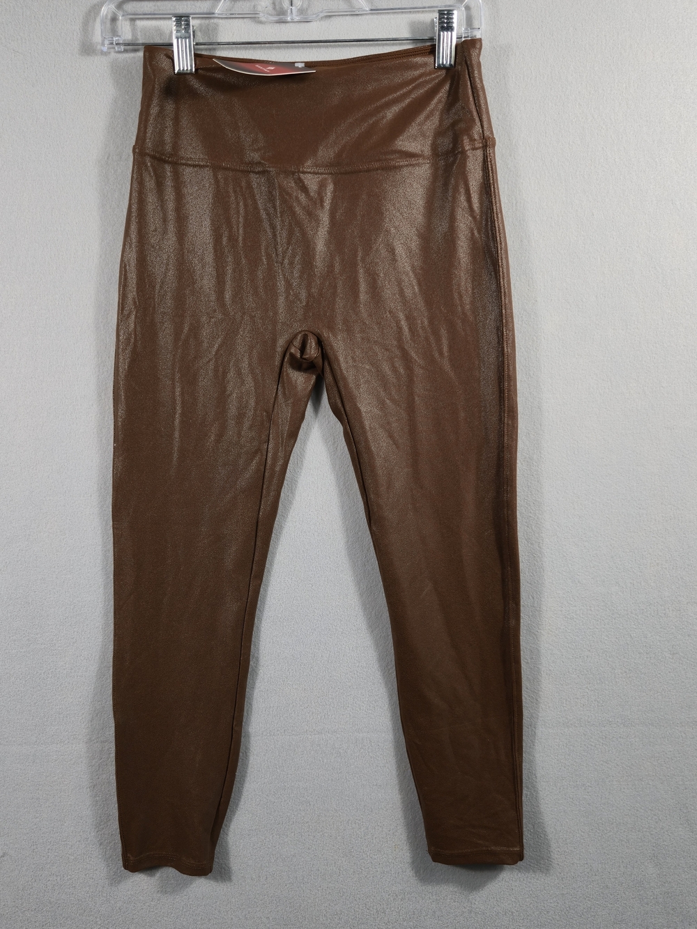 Santiny Brown Faux Leather Leggings High Waisted Yoga Pants Small